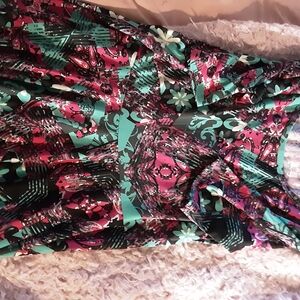 LuLaRoe Pink and Teal Patterned Midi Dress